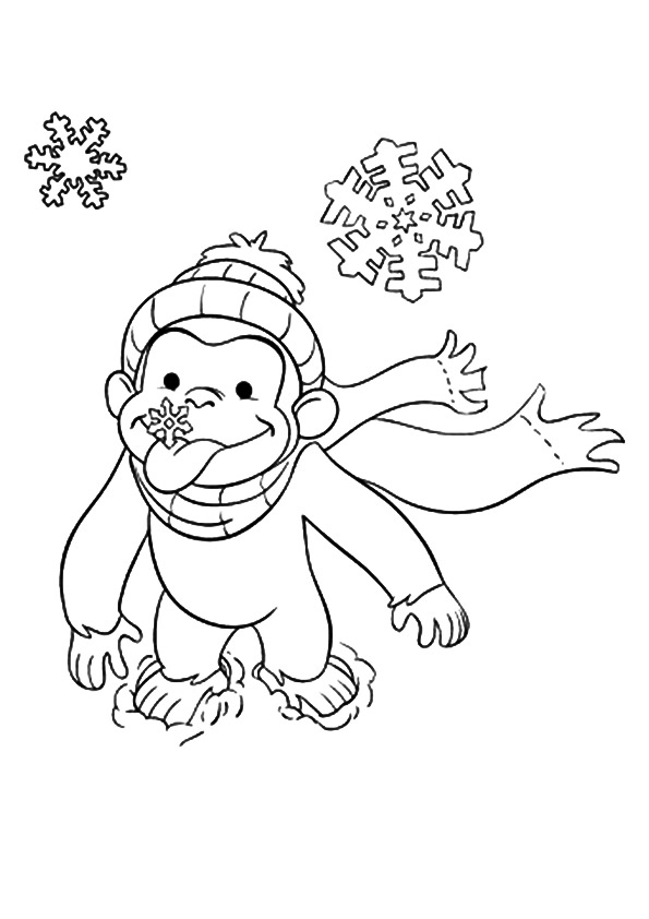 Desenho deCurioso George no Inverno para colorir