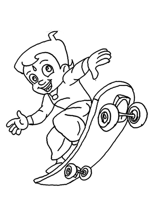 Desenho de Patinação Chota Bheem para colorir