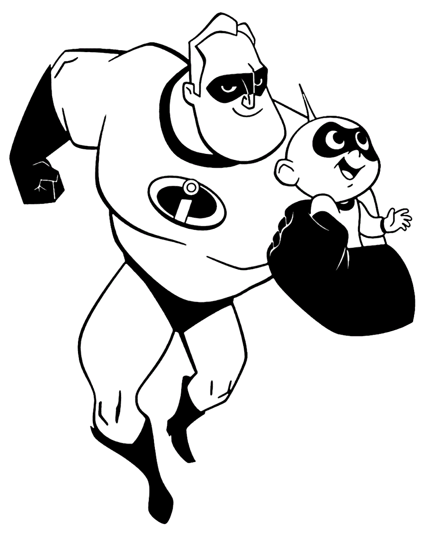 Desenho deMr. Incredible E Jack Jack Parr para colorir