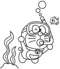 Desenho deMergulho Doraemon para colorir