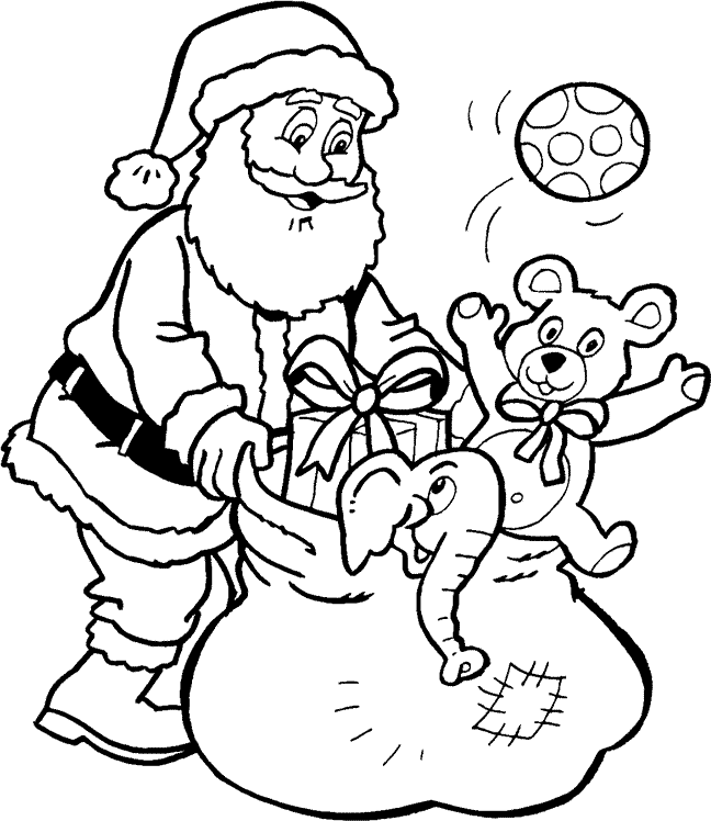 Desenho dePapai Noel e Presentes para colorir