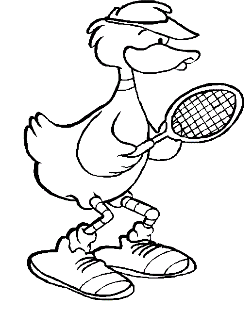 Desenho dePato Jogando Tênis para colorir