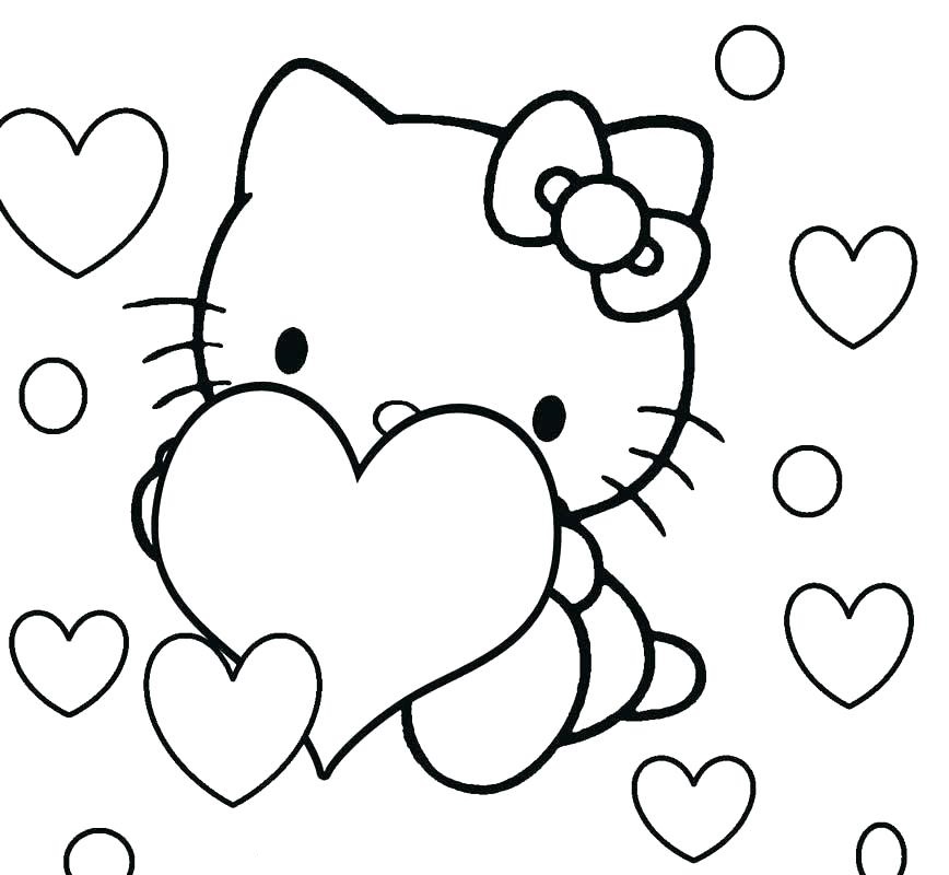 Desenho deKitty com Coração para colorir