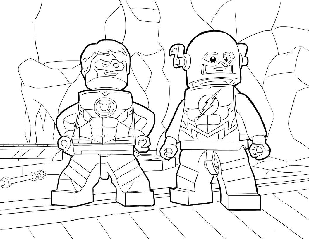 Desenho de Lego Flash e Lanterna Verde para colorir