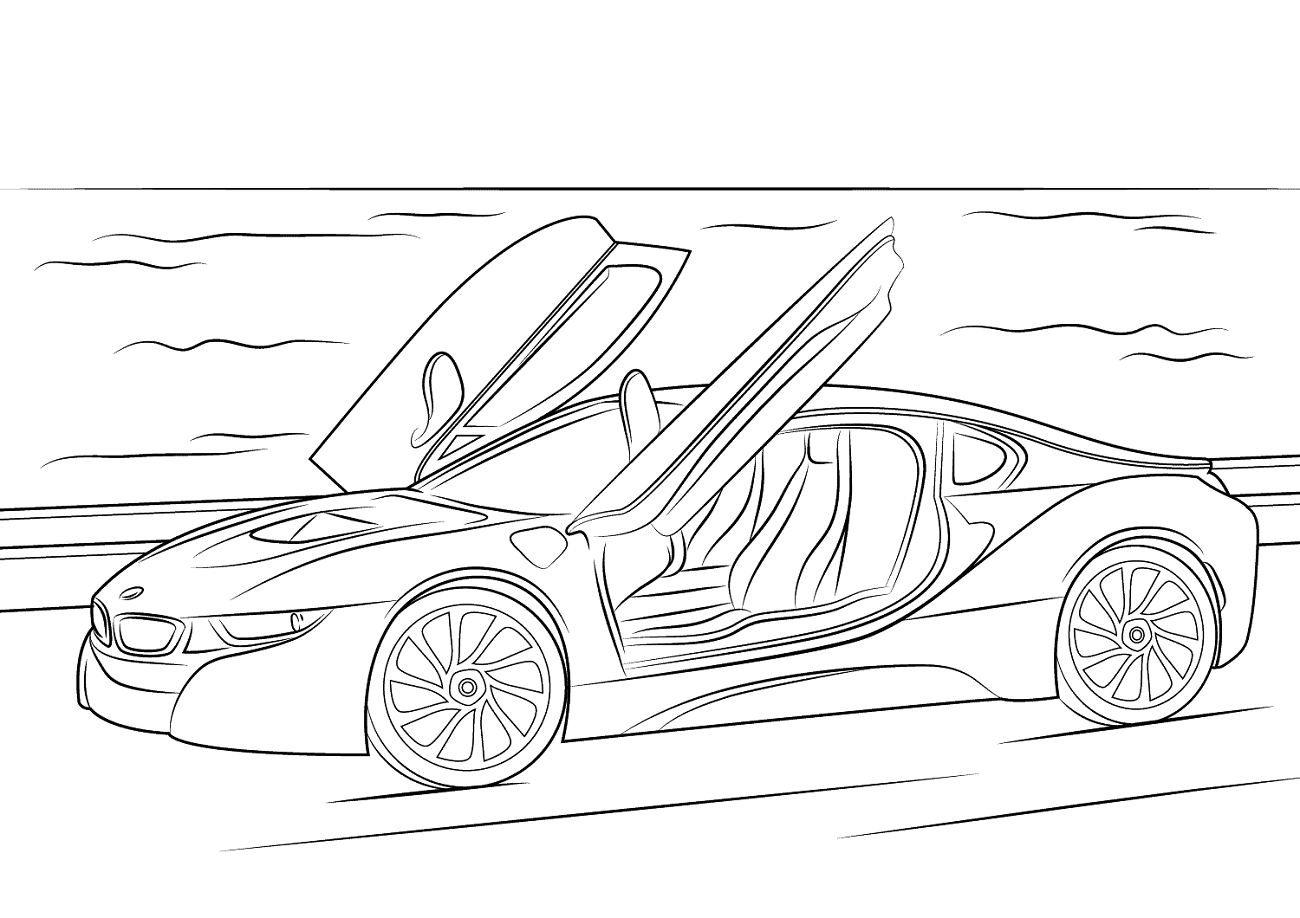 Desenho de2015 BMW i8 para colorir