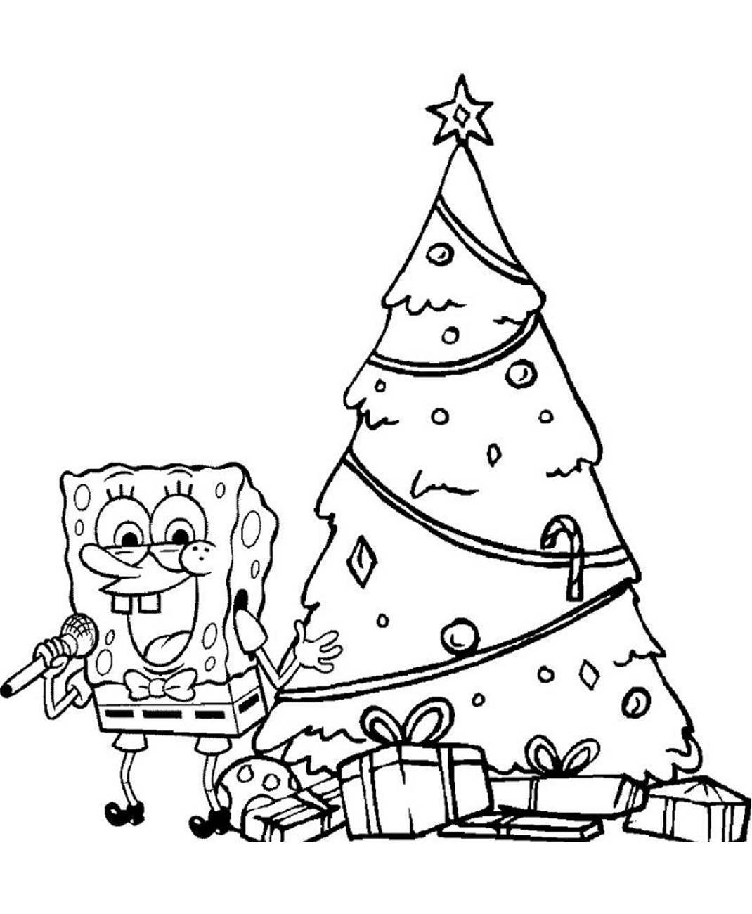 Desenho deBob Esponja No Natal para colorir