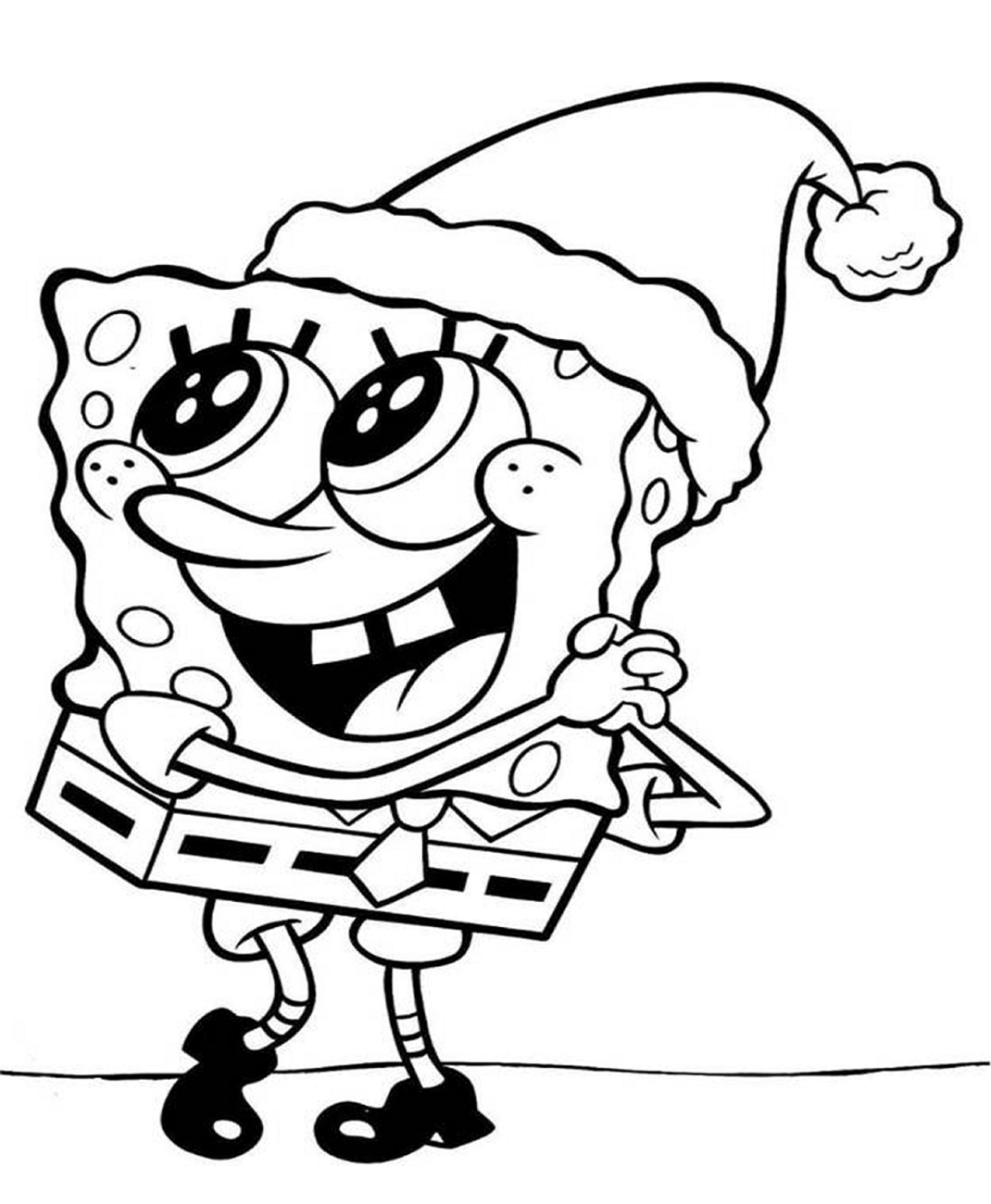 Desenho deNatal Bob Esponja para colorir