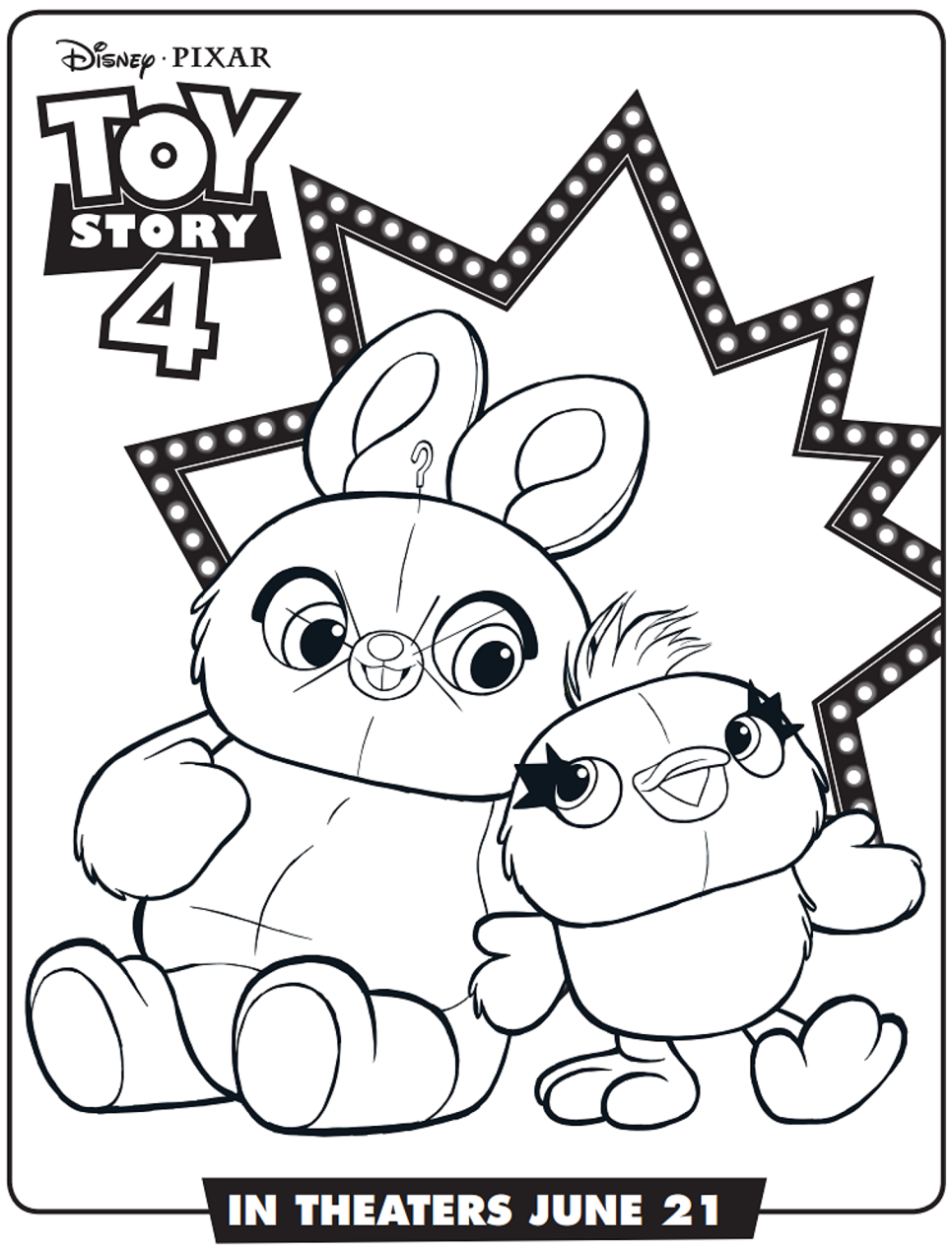 Desenho deDucky e Bunny Em Toy Story 4 para colorir