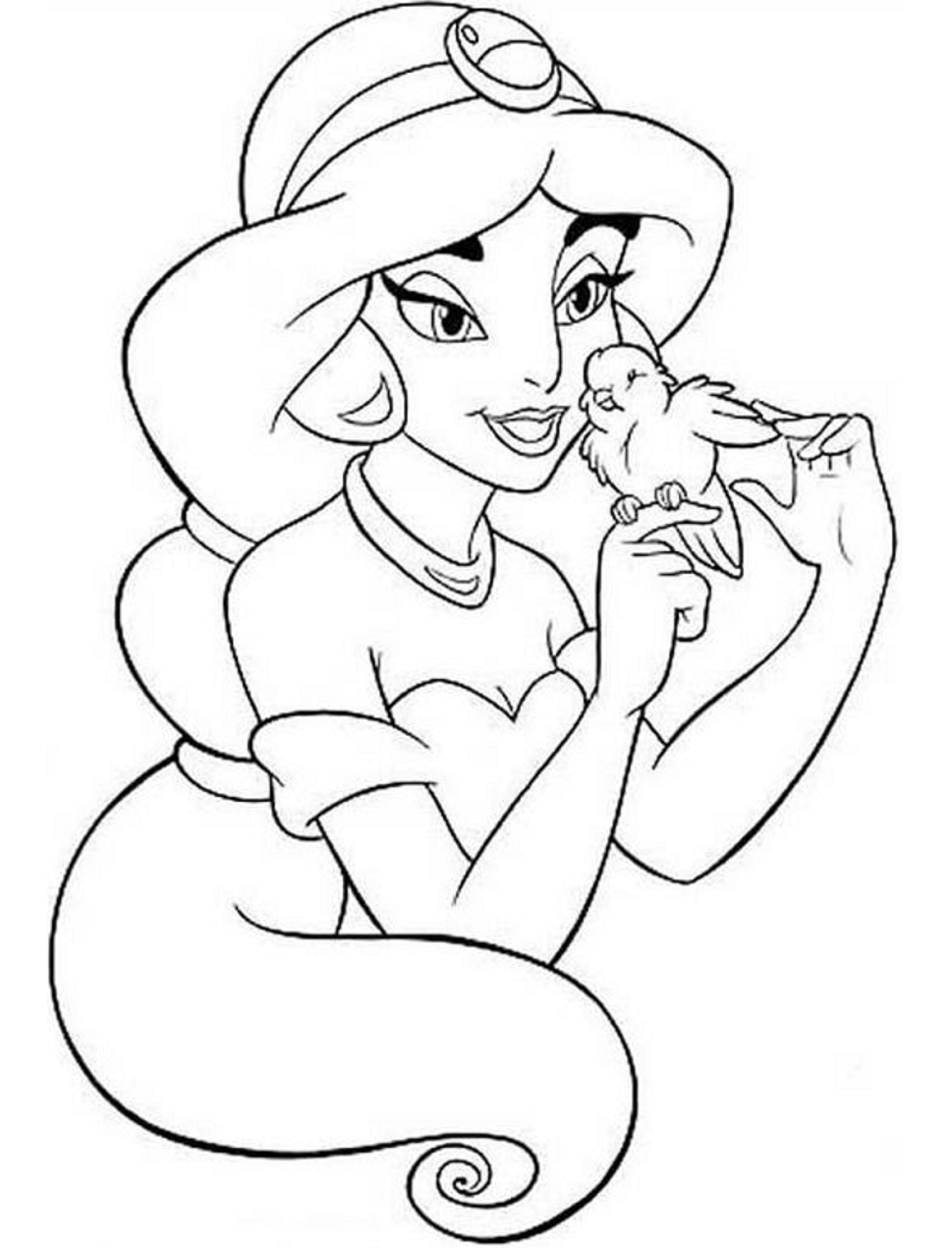 Desenho dePrincesa Jasmine e para colorir