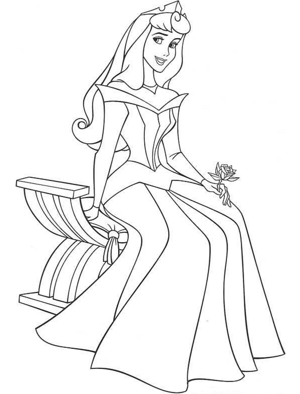 Desenho dePrincesa Aurora Feliz para colorir