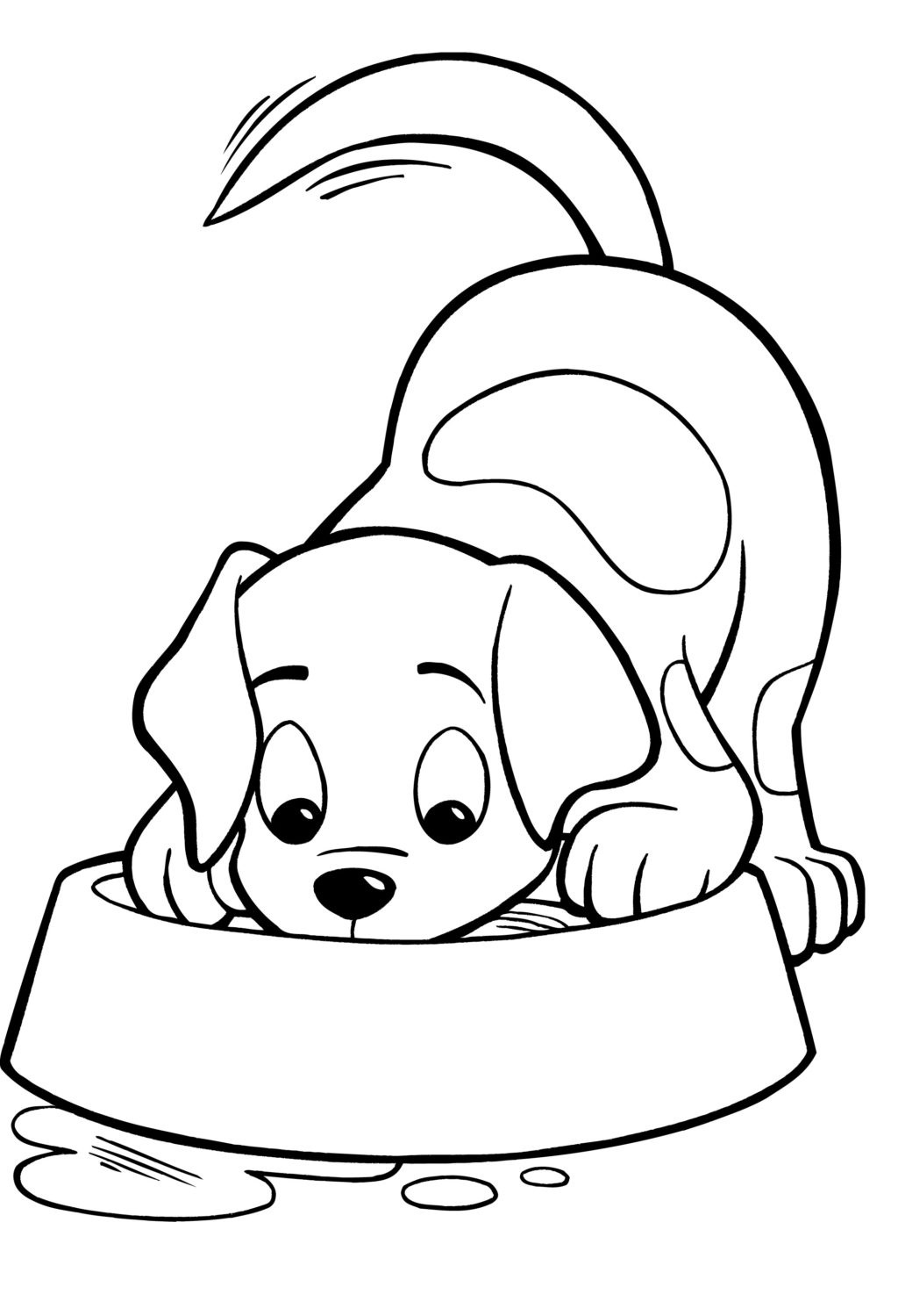 Desenho de Cachorro Está Bebendo Água para colorir