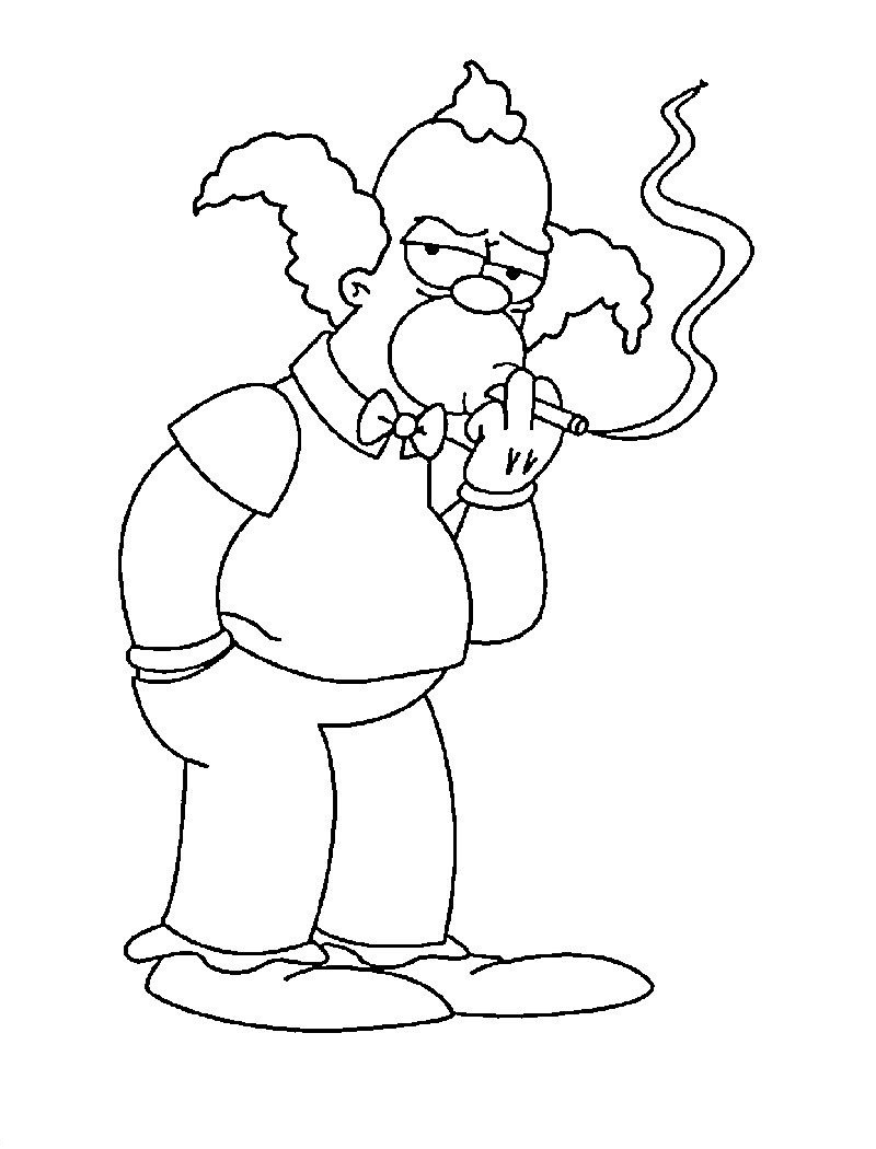 Desenho de Krusty Fumando para colorir