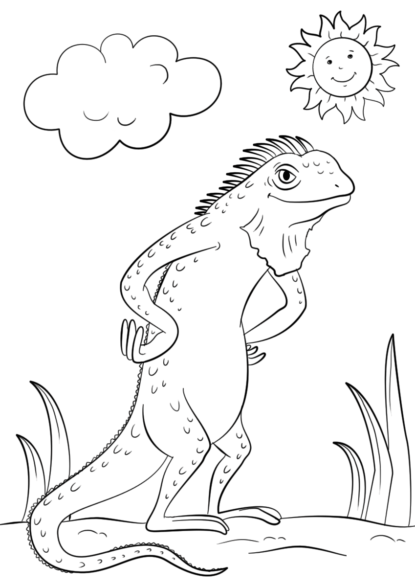 Desenho deIguana Está de Pé para colorir