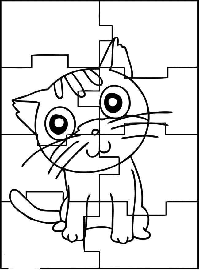 Desenho de Quebra Cabeça de Gato para colorir