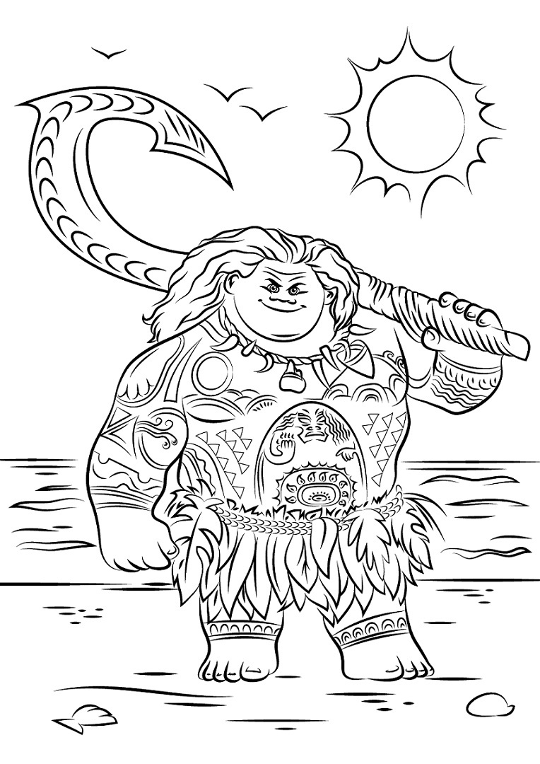 Desenho de Maui de Moana para colorir