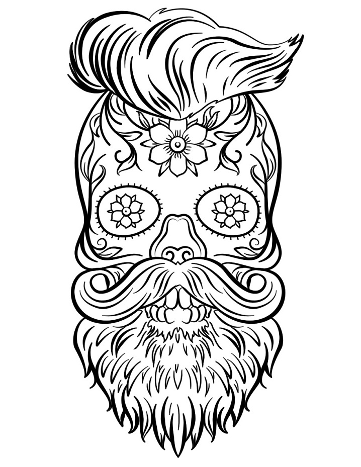 Desenho deCaveira de Açúcar Hipster para colorir