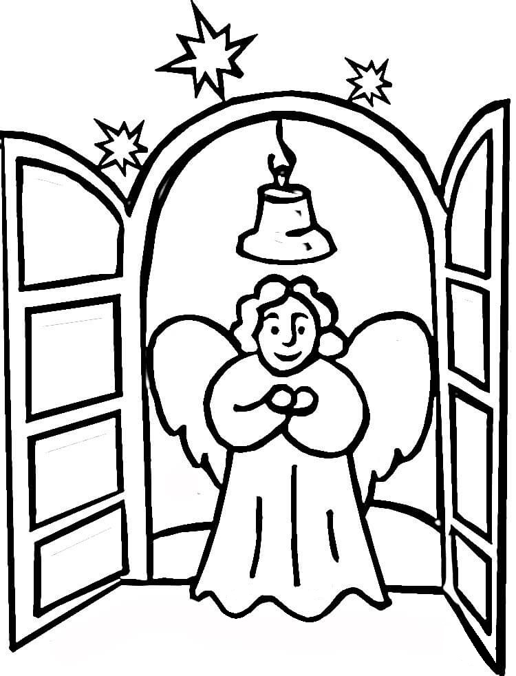 Desenho de Anjo na Igreja para colorir