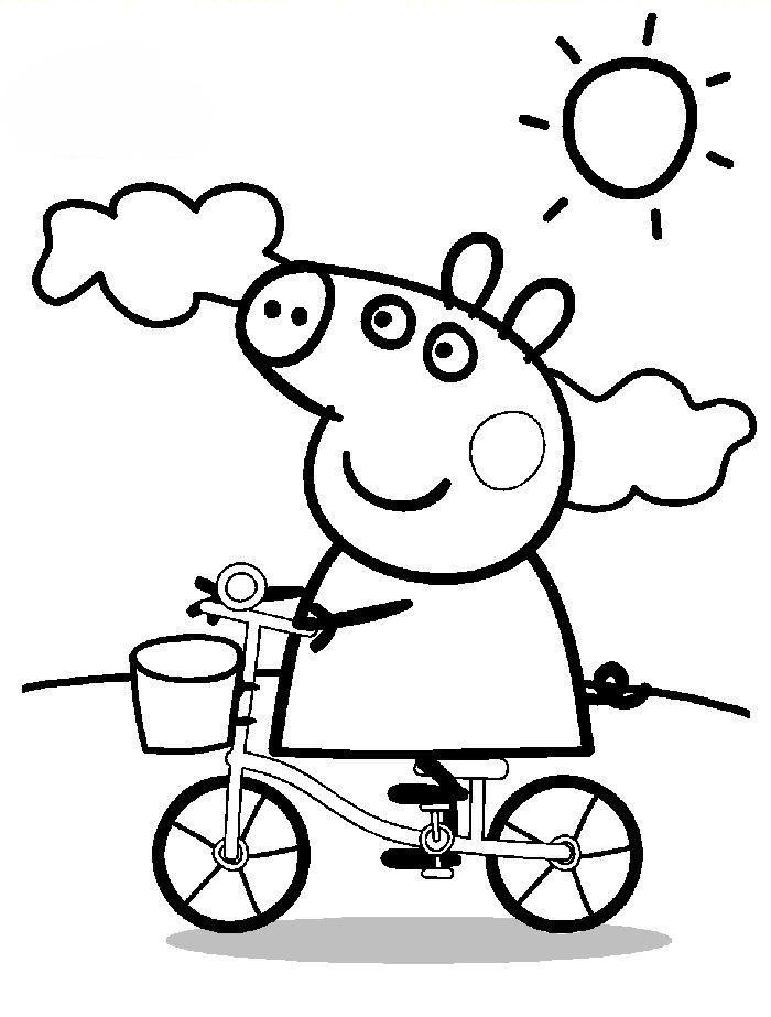 Desenho dePeppa Pig Bicicleta de Equitação para colorir