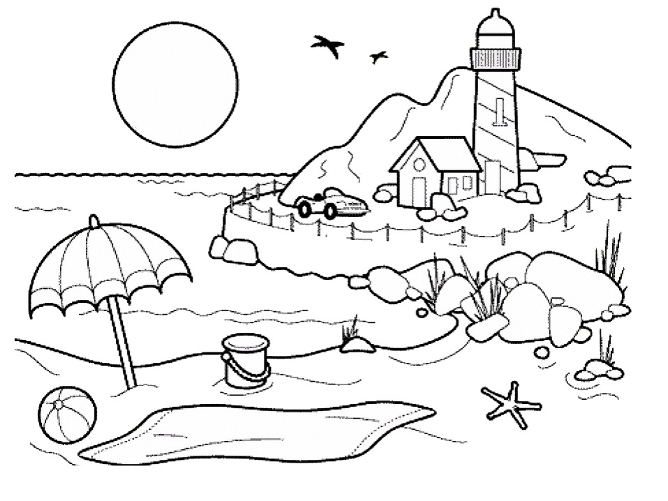 Desenho de Paisagem do Mar para colorir