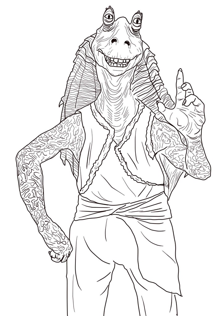 Desenho de Jar Jar Binks para colorir