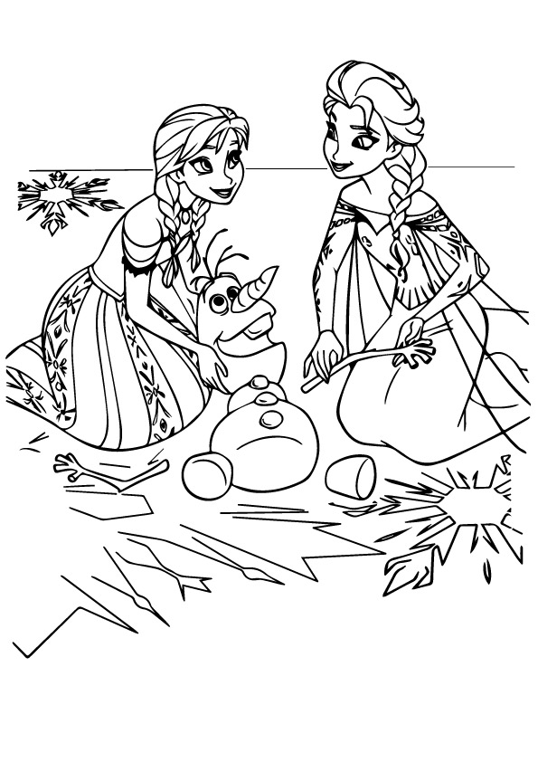 Desenho deAnna E Elsa Com Olaf para colorir