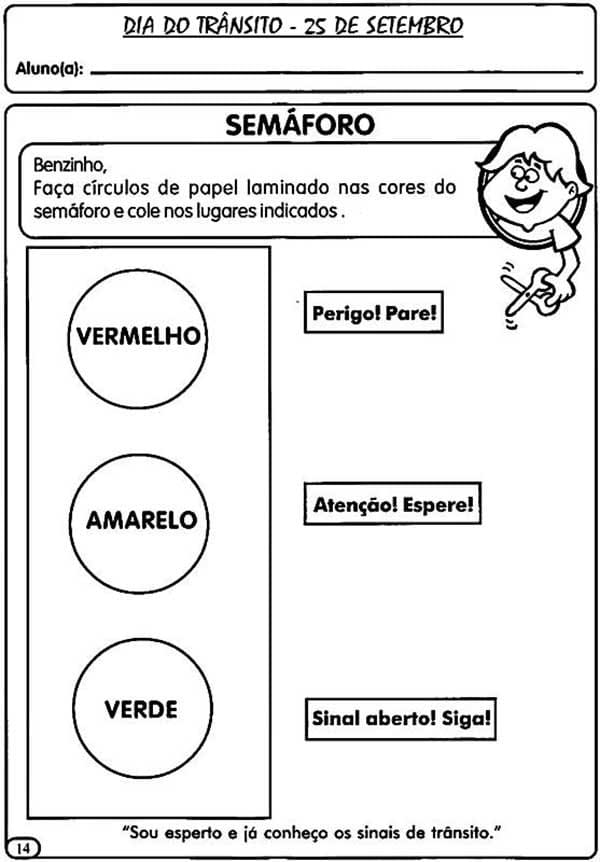 Desenho de25 de Setembro Dia do Trânsito para colorir