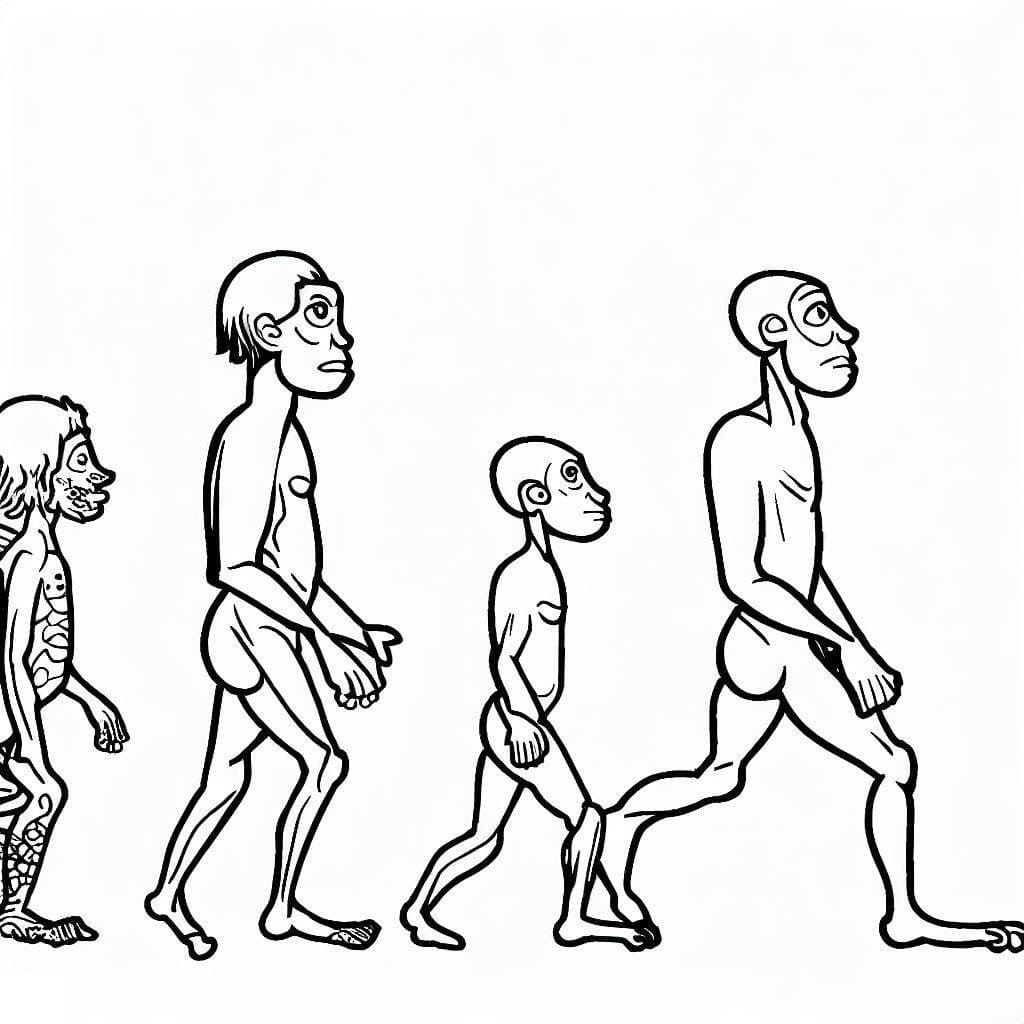 Desenho deA Evolução Humana para colorir