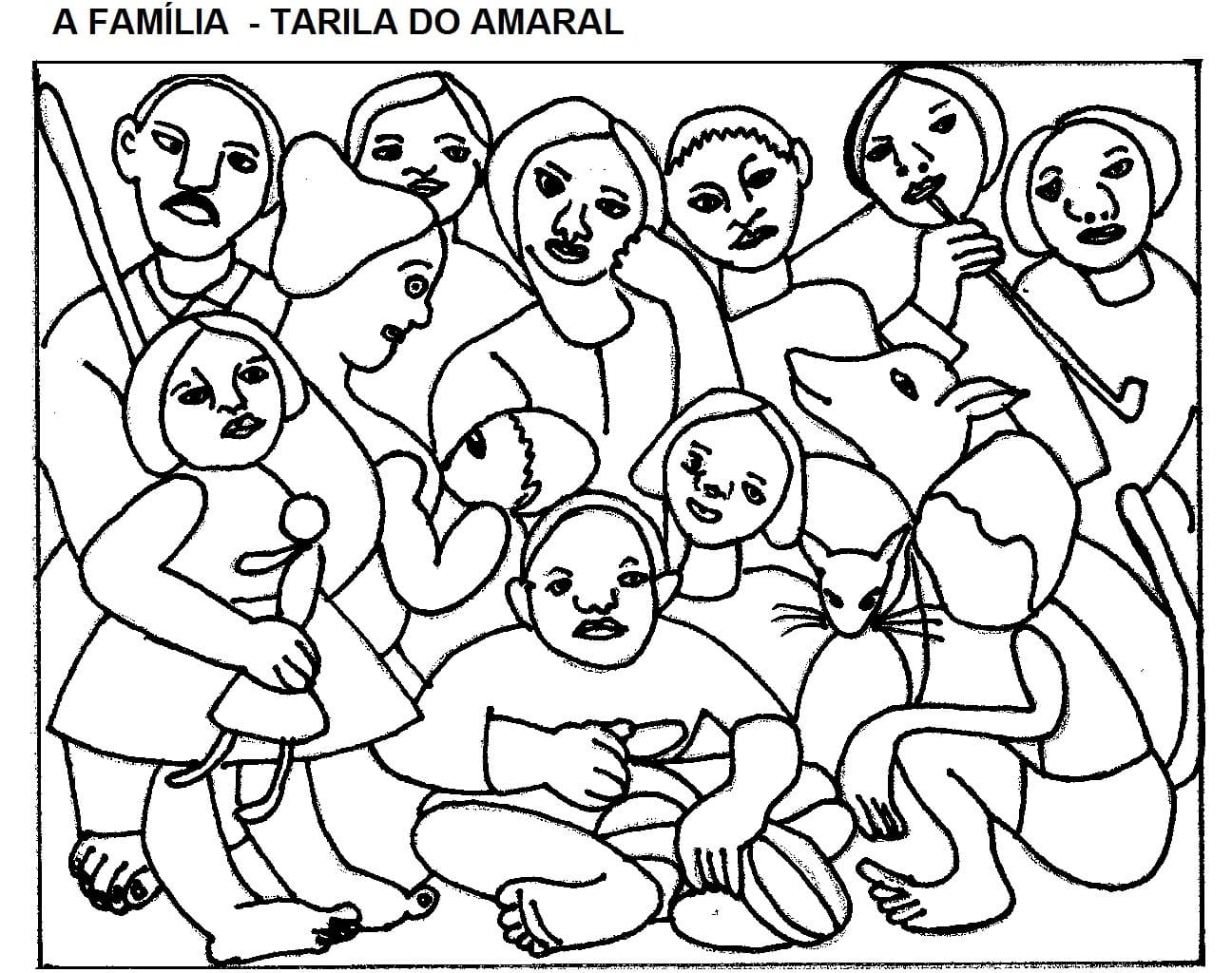 Desenho deA Família - Tarsila do Amaral para colorir