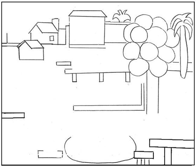 Desenho deA Feira - Tarsila do Amaral para colorir