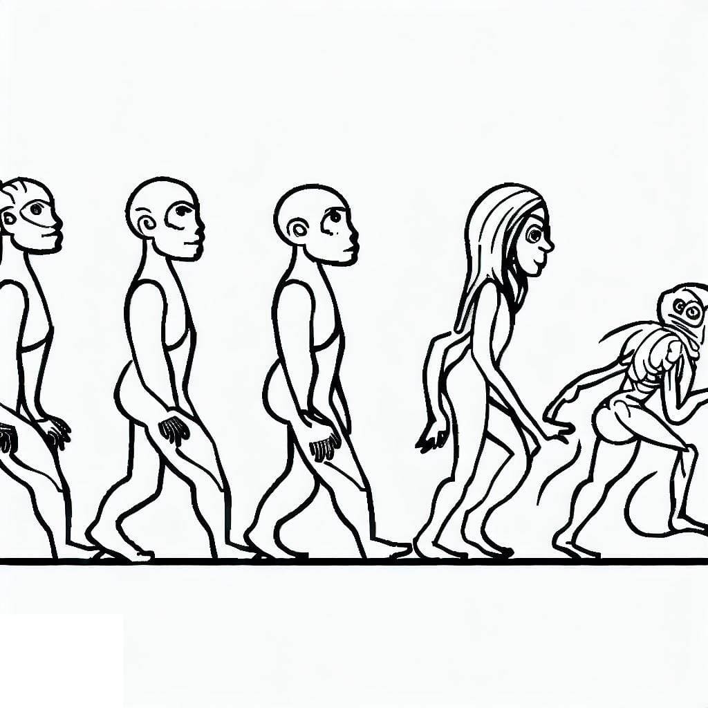 Desenho deA História da Evolução Humana para colorir