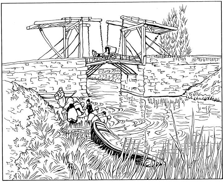 Desenho deA Ponte de Langlois - Vincent van Gogh para colorir