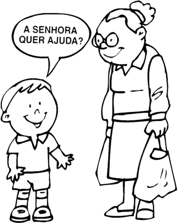 Desenho deA Senhora Quer Ajuda - Boas Maneiras para colorir