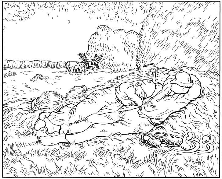 Desenho deA Siesta - Vincent van Gogh para colorir