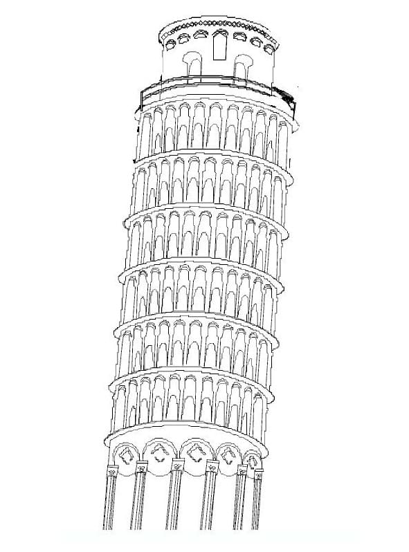 Desenho deA Torre de Pisa na Itália para colorir