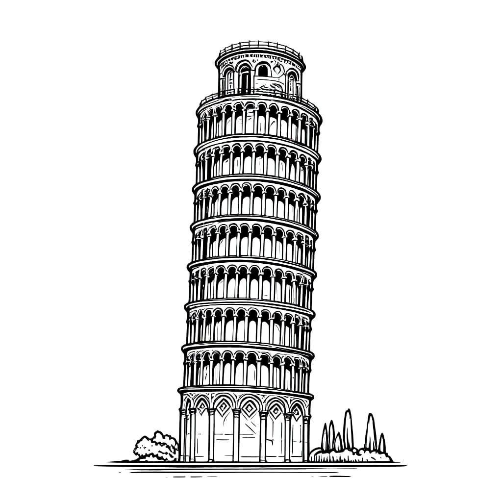 Desenho deA Torre de Pisa para colorir