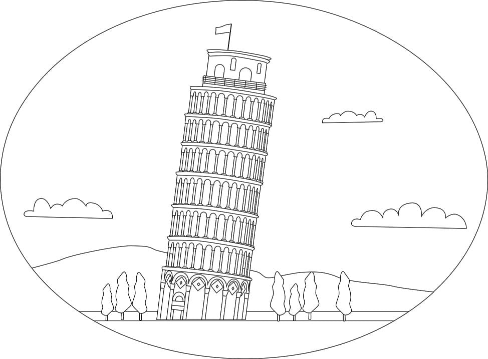 Desenho deA Torre Inclinada de Pisa para colorir