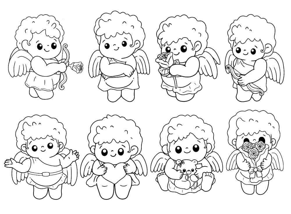 Desenho deAdesivos de Cupido para colorir