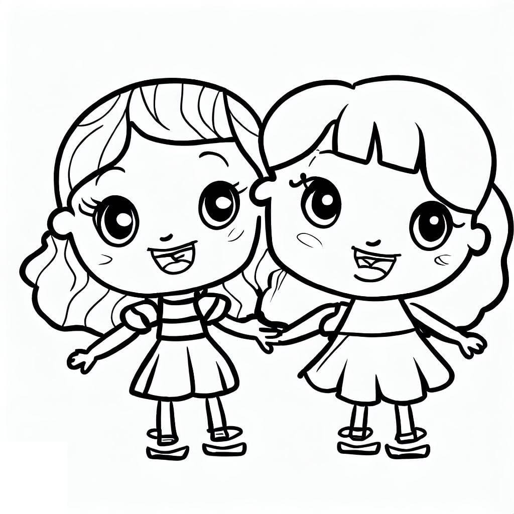 Desenho deAdoráveis Melhores Amigas para colorir