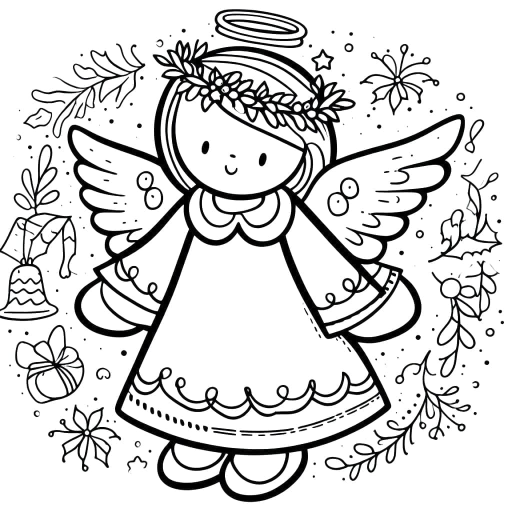 Desenho deAdorável Anjo de Natal para colorir