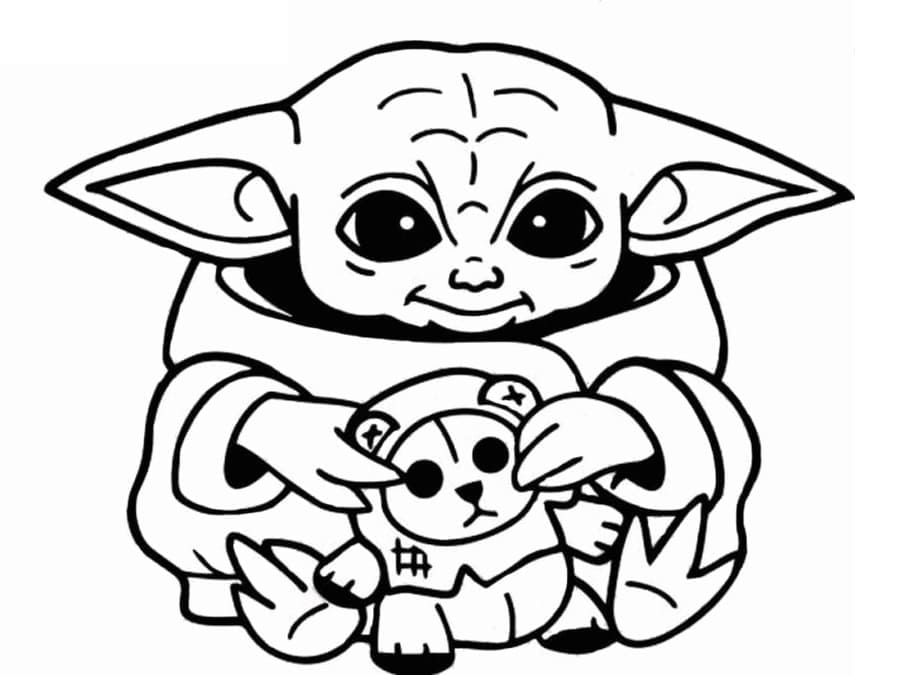 Desenho deAdorável Baby Yoda para colorir