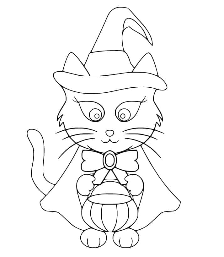 Desenho deAdorável Gato de Halloween para colorir