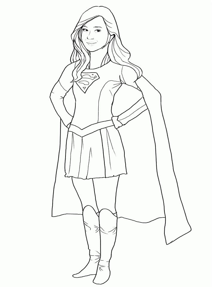 Desenho deAdorável Supergirl para colorir