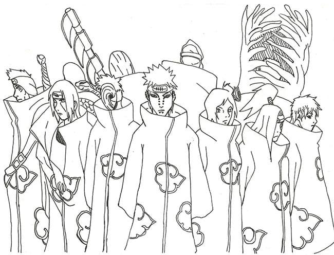 Desenhos de Akatsuki para colorir