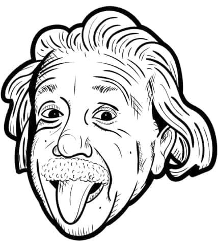 Desenho deAlbert Einstein Mostrando a Língua para colorir