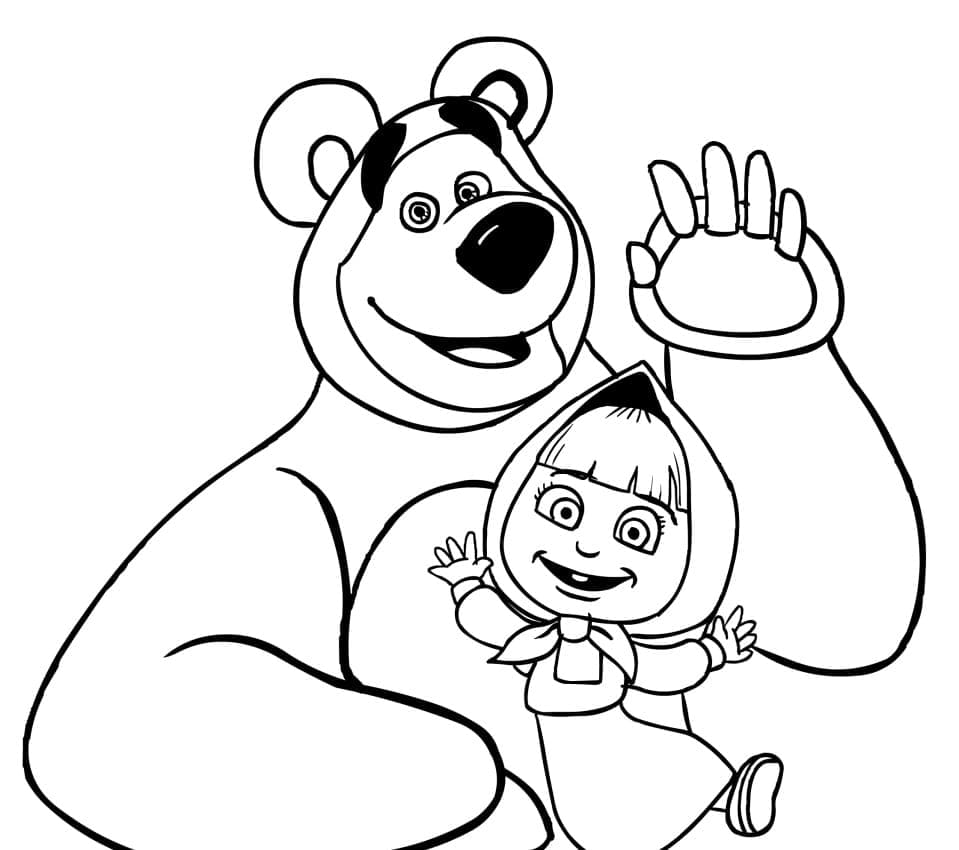 Desenho deAmigável Masha e o Urso para colorir