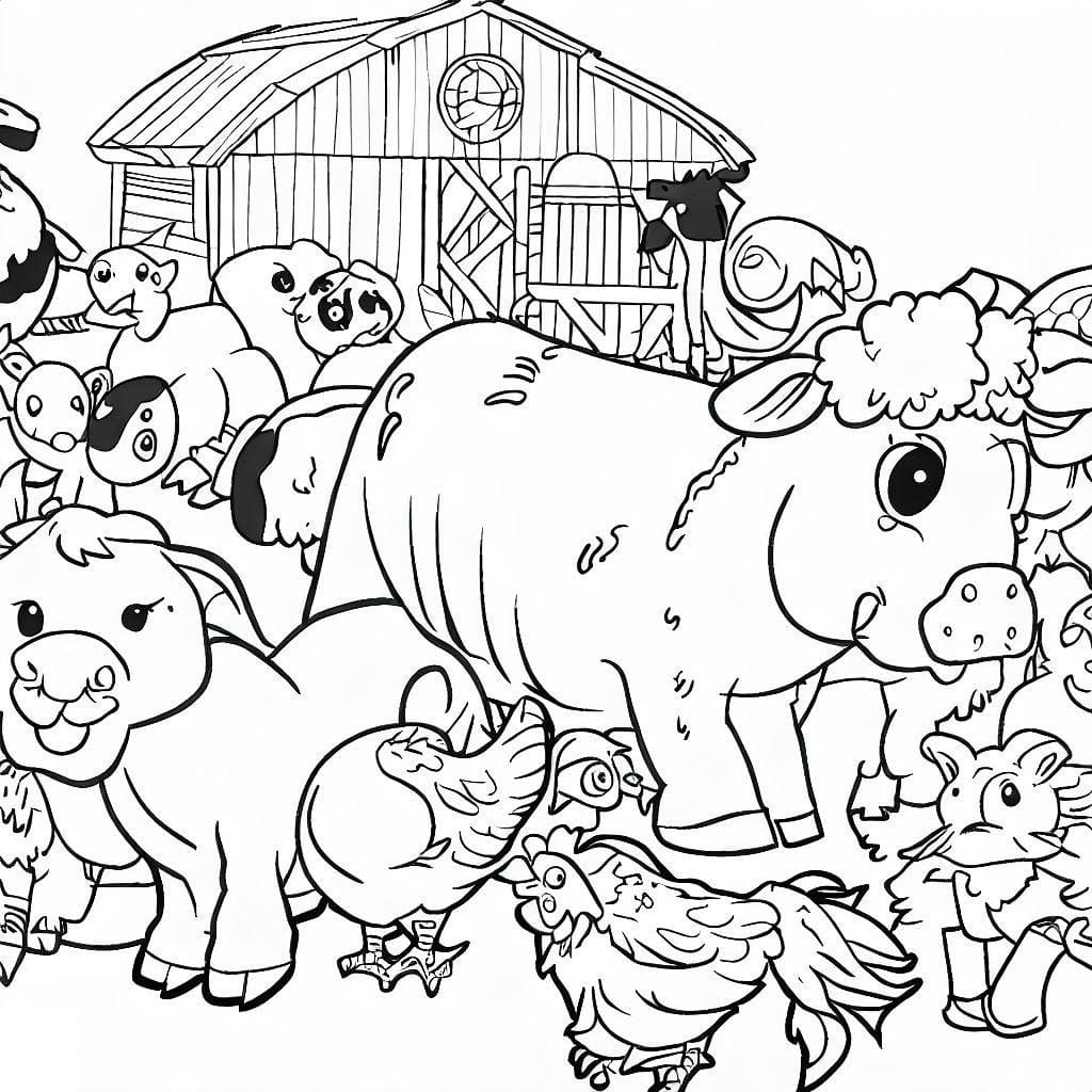 Desenho deAnimais da Fazenda São Fofos para colorir