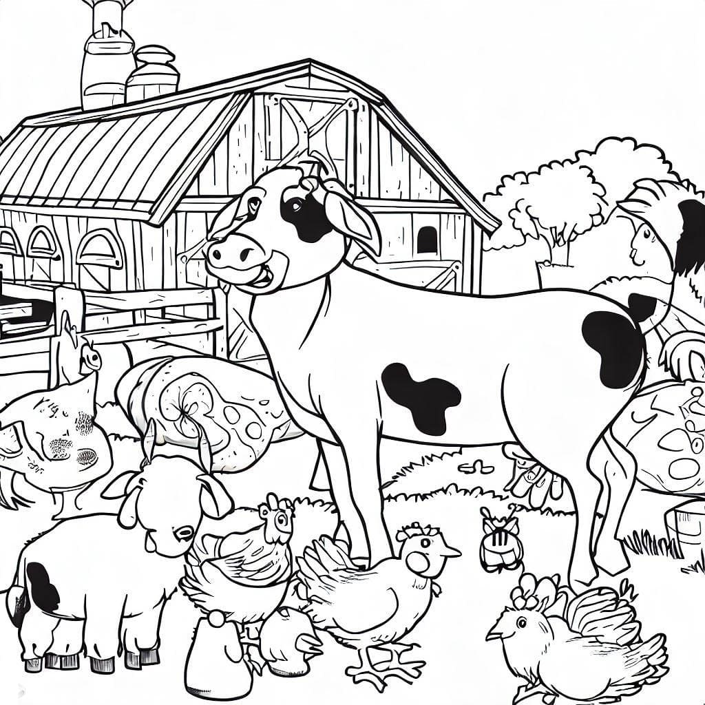 Desenho deAnimais de Fazenda dos Desenhos Animados para colorir