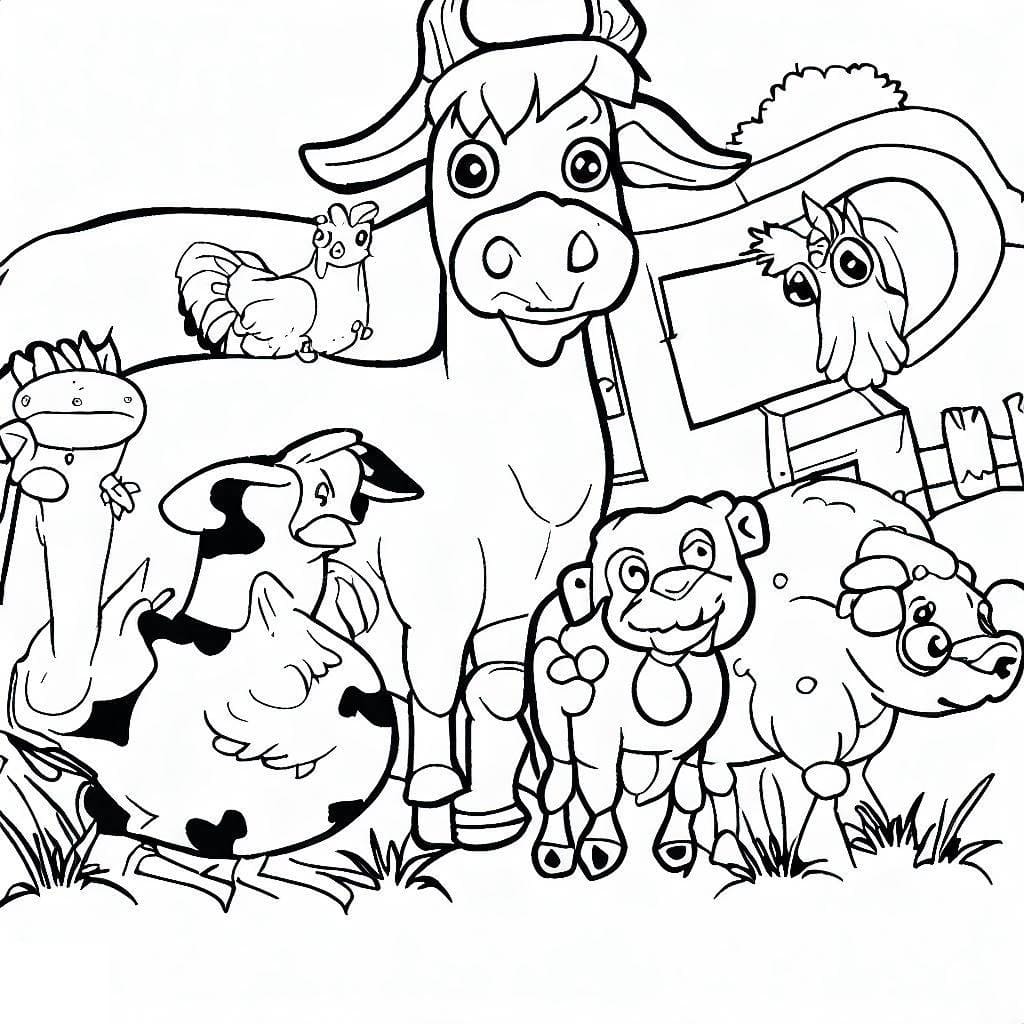 Desenho deAnimais de Fazenda Engraçados para colorir