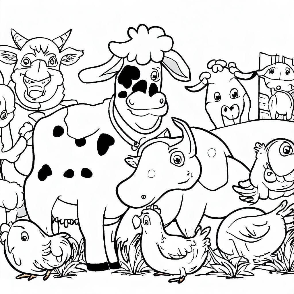 Desenho deAnimais de Fazenda Grátis Para Crianças para colorir