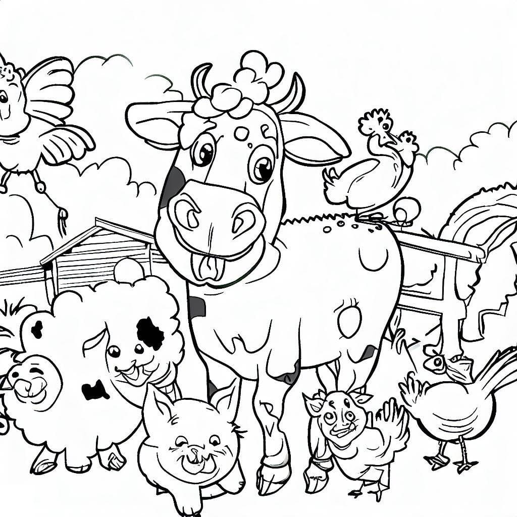 Desenho deAnimais de Fazenda Muito Engraçados para colorir